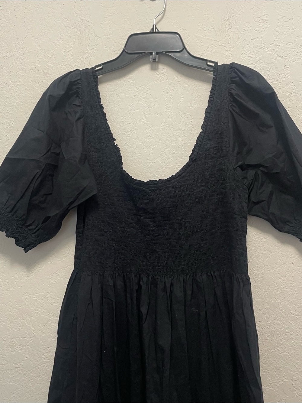 Hill House The Louisa Nap Dress Smocked Puff Sleeve Midi Black Large - Picture 5 of 5